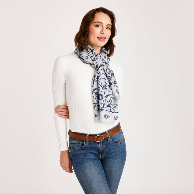 Vera Bradley - Soft Fringe Scarf in Stitched Flowers:   Midtown Hipster in Midtown Khaki