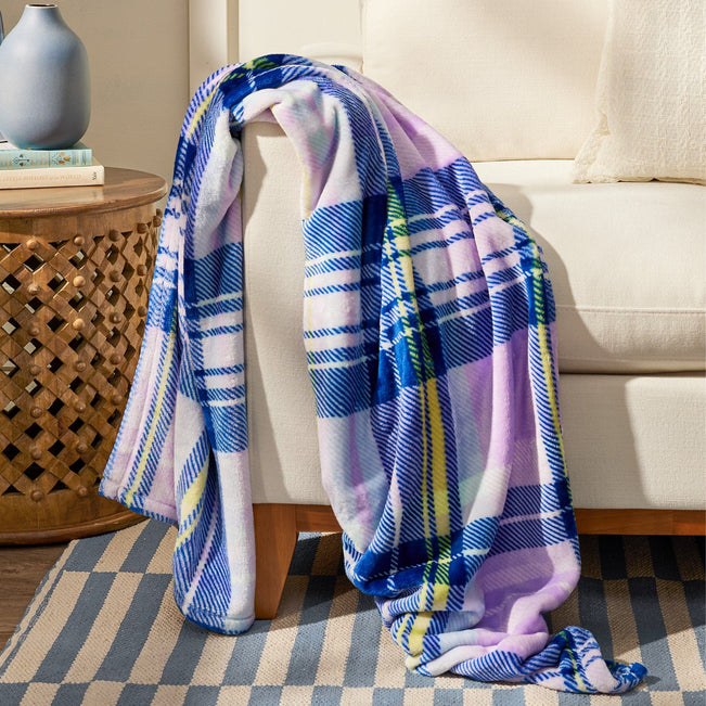 Plush Throw Blanket-Amethyst Plaid-Image 1-Vera Bradley
