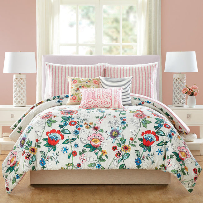 Coral Floral Comforter Set King-Pink-Image 1-Vera Bradley