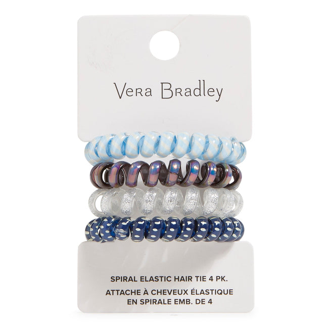 Spiral Hair Elastics-Neutral Medley Navy-Image 1-Vera Bradley