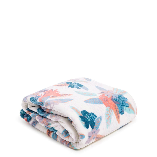 Factory Style Whimsy Pom Throw Blanket-Tropical Floral-Image 1-Vera Bradley