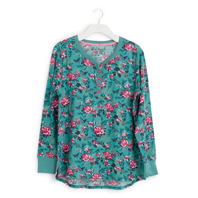 Long-Sleeved Pajama Shirt-Rose Toile Blue-Image 1-Vera Bradley