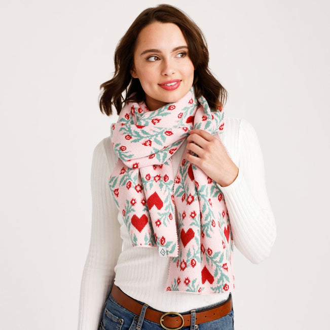 Knit Scarf-Imperial Hearts Pink-Image 1-Vera Bradley