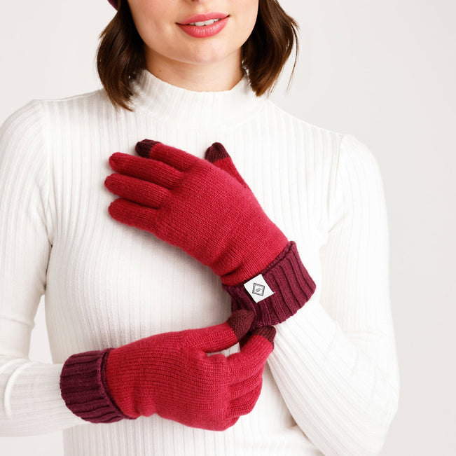 Knit Tech Gloves-Cranberry Red-Image 1-Vera Bradley