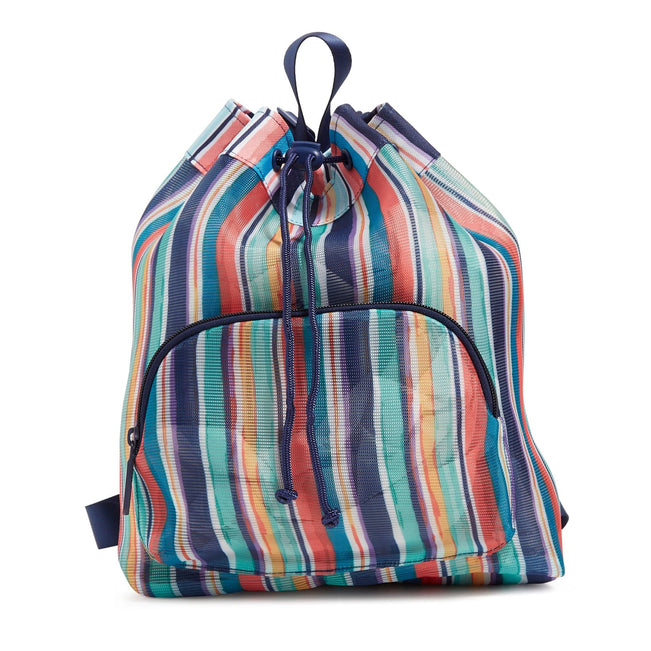Mesh Drawstring Backpack-Cabana Stripe-Image 1-Vera Bradley