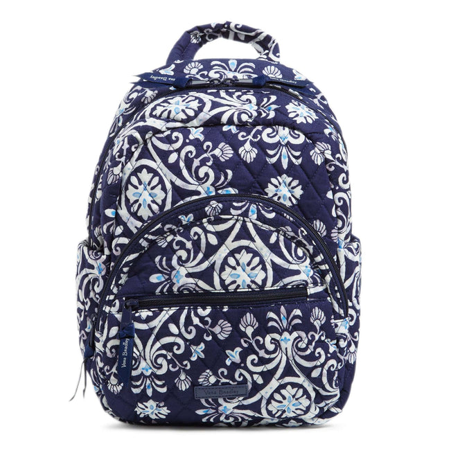 Essential Compact Backpack-Steel Blue Medallion-Image 1-Vera Bradley