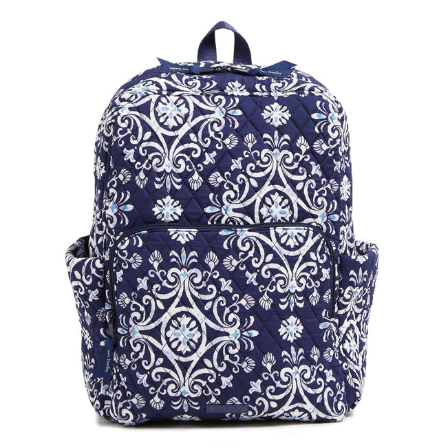 Essential Backpack-Steel Blue Medallion-Image 1-Vera Bradley