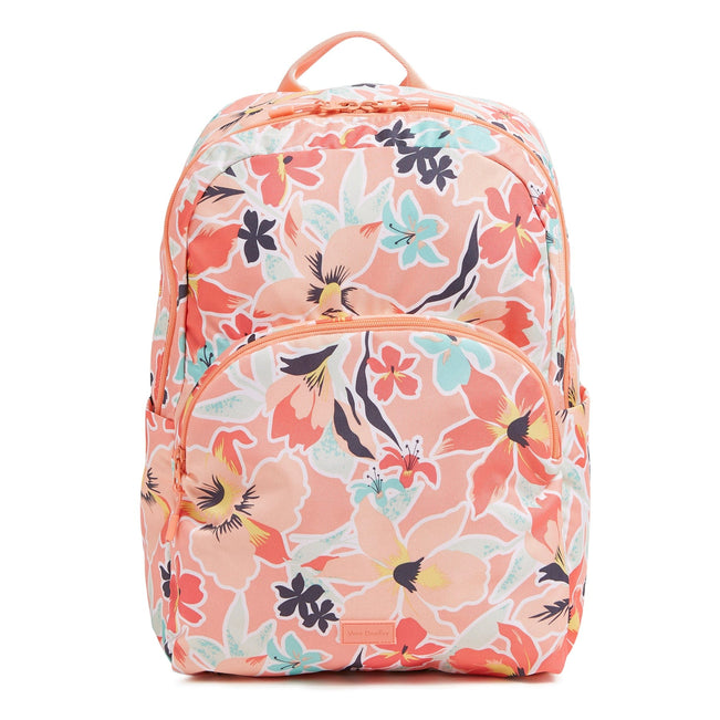 Essential Large Backpack-Rain Forest Lily Coral-Image 1-Vera Bradley