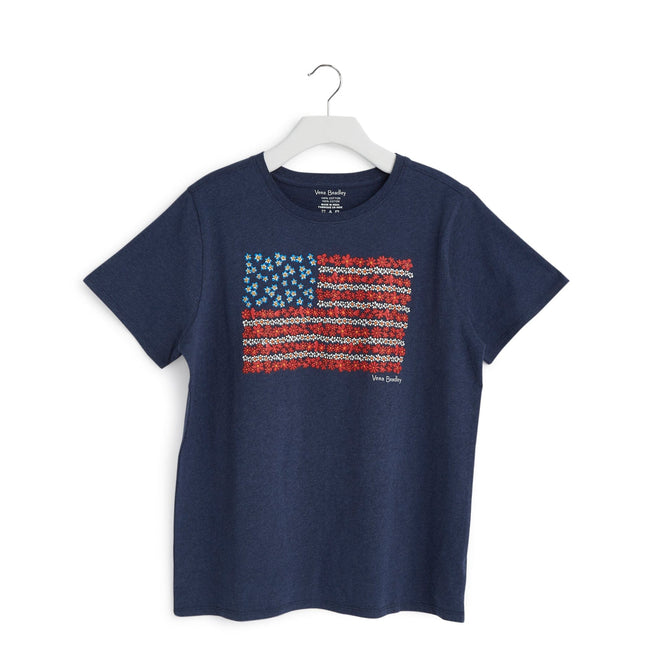 Short-Sleeved Graphic T-Shirt-Flag Prairie Floral on Blue-Image 1-Vera Bradley